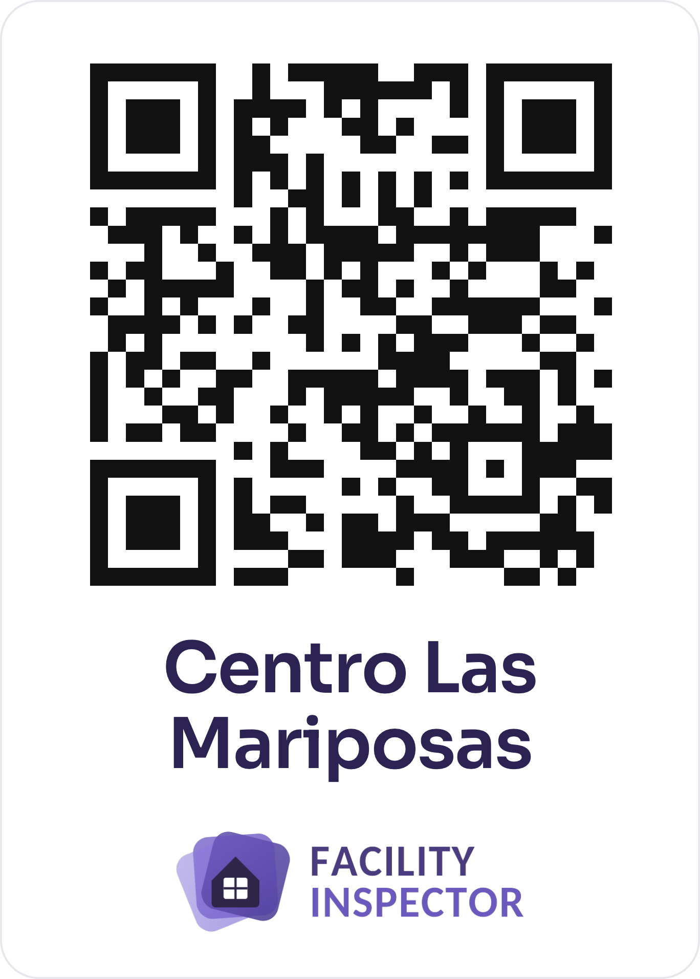 La etiqueta con el QR del Centro Las Mariposas